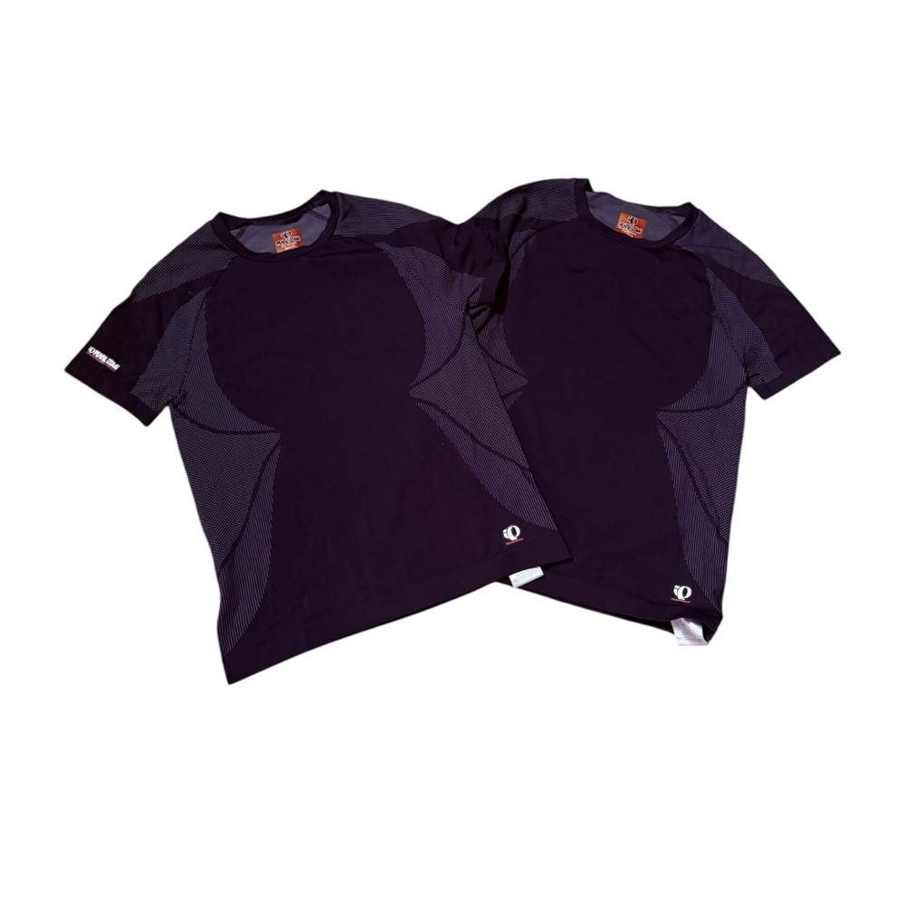 Vintage Pearl Izumi Set of 2 Black & Gray Short Sleeve Activewear Shirts Sz M
